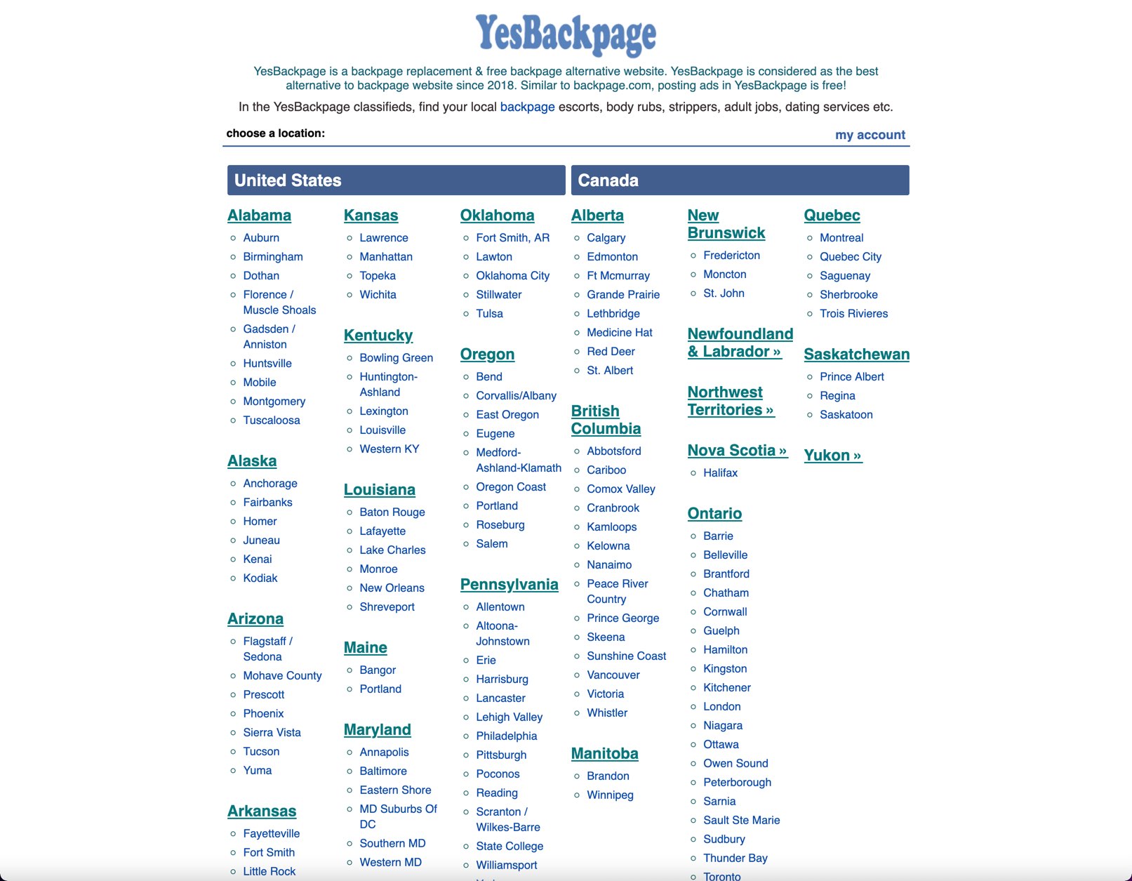 YesBackPage & BackPage.com Alternative Escort Sites Like YesBackPage.com